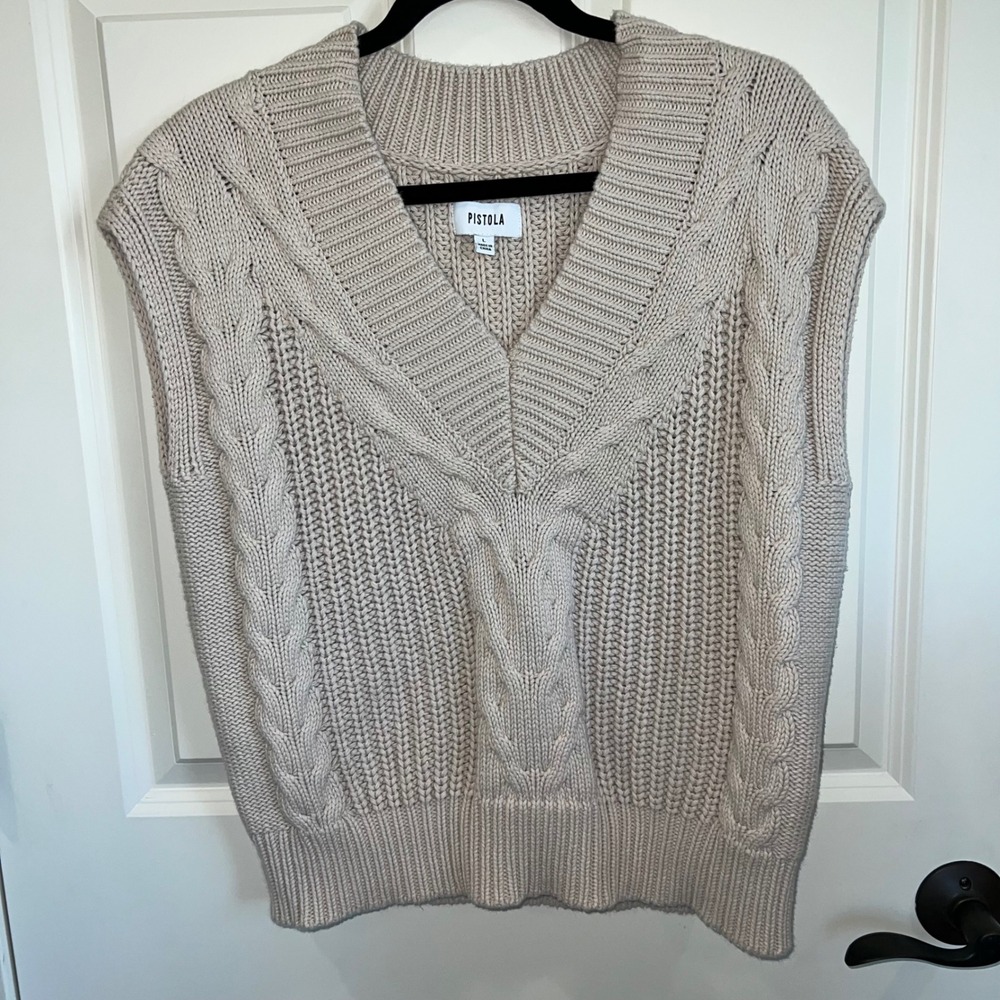 Pistola Cable Knit‎ Sweater Vest Dove Size Large